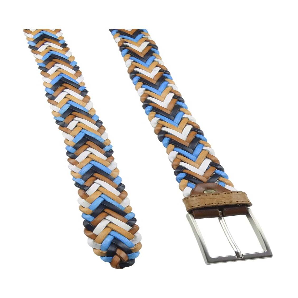 Women's hand-woven leather belt with handcrafted buckle - Peony