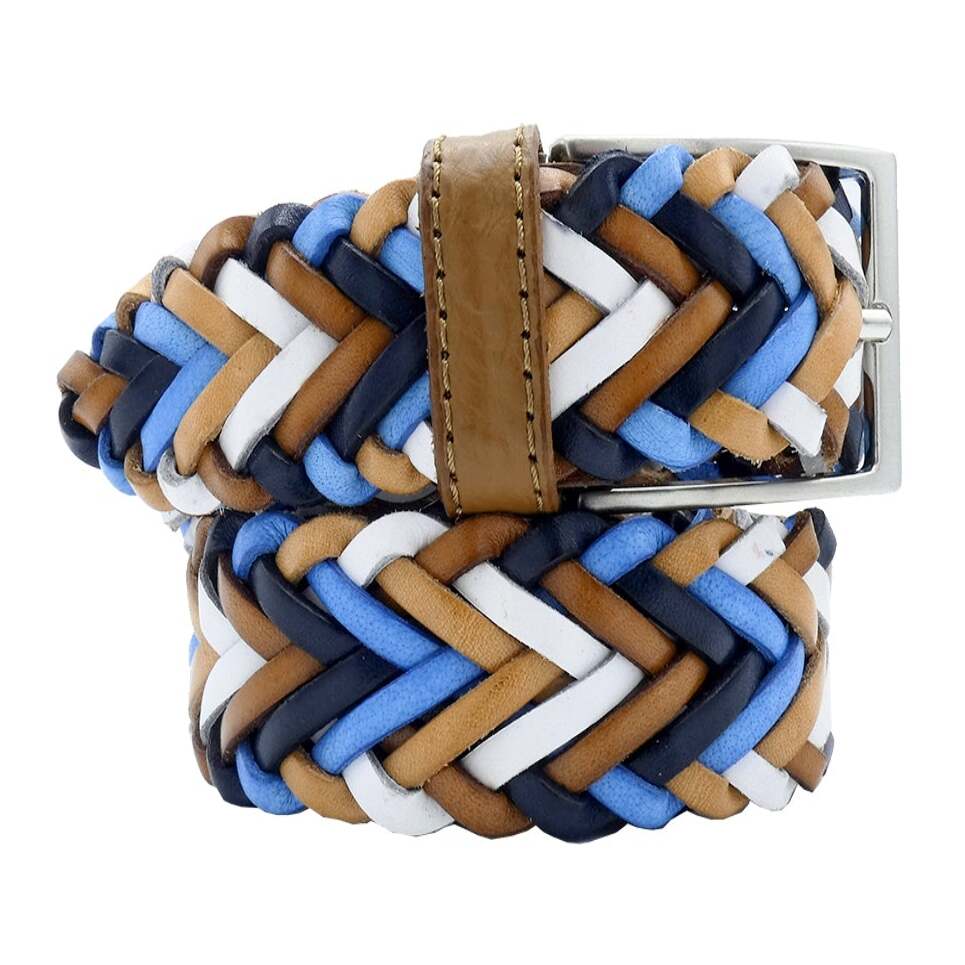 Women's hand-woven leather belt with handcrafted buckle - Peony