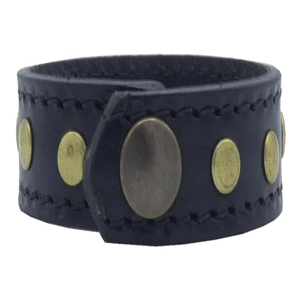 Alpi leather bracelet cm2 with antique brass and polished nickel studs