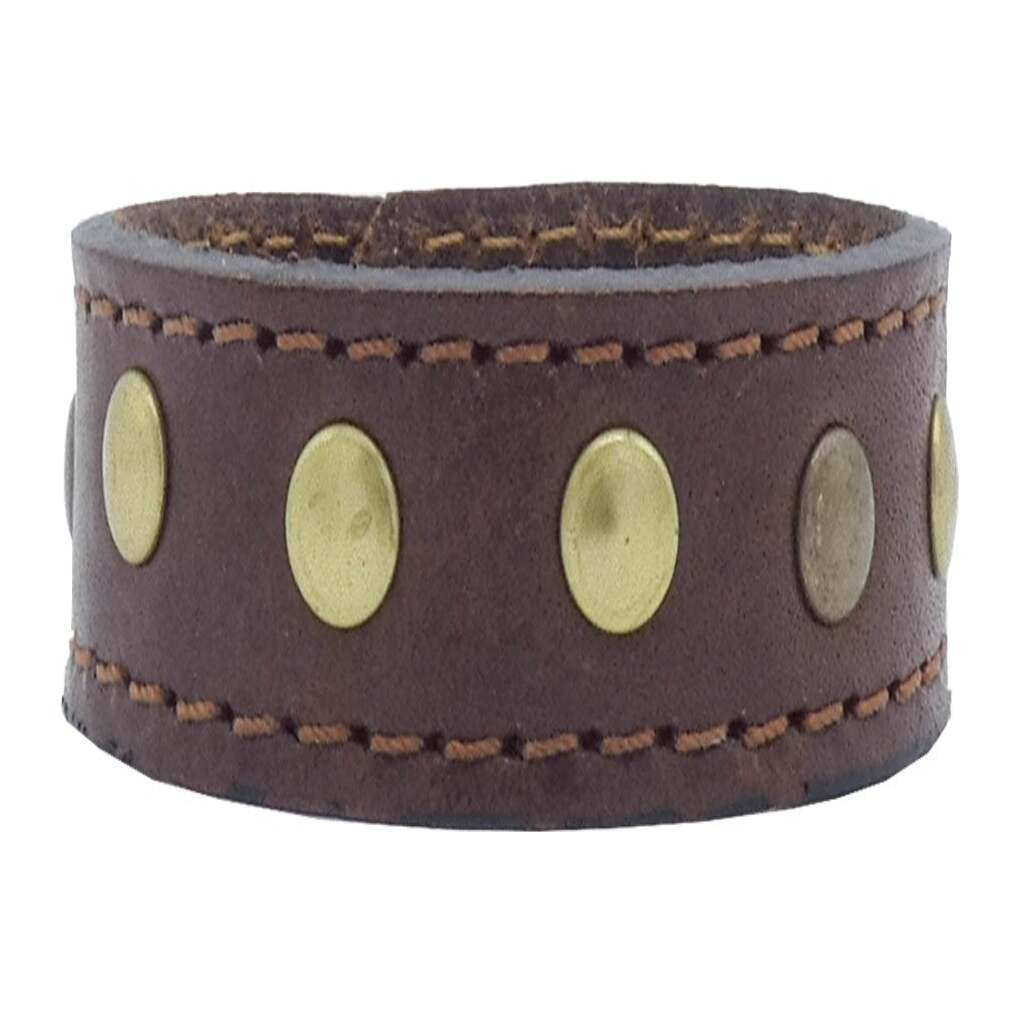 Alpi leather bracelet cm2 with antique brass and polished nickel studs