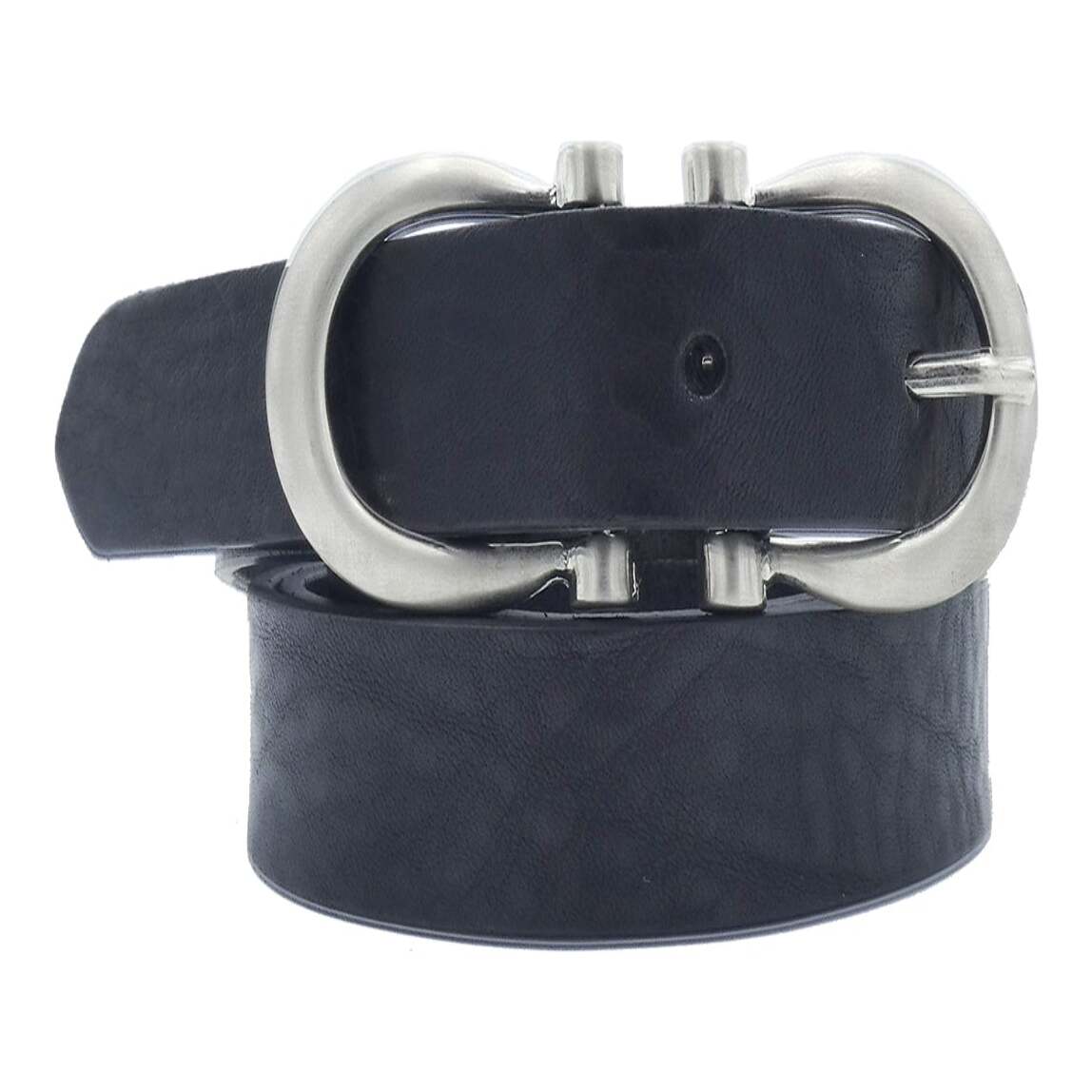 2,5 cm breiter Degas-Ledergürtel mit satinierter Nickel-Zamak-Schnalle