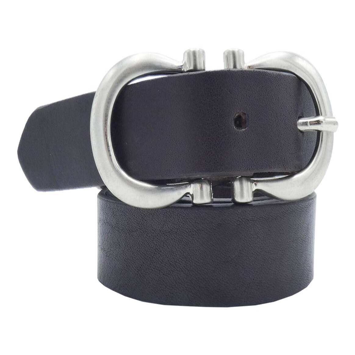 2,5 cm breiter Degas-Ledergürtel mit satinierter Nickel-Zamak-Schnalle