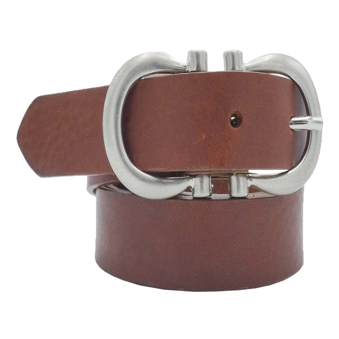 2,5 cm breiter Degas-Ledergürtel mit satinierter Nickel-Zamak-Schnalle