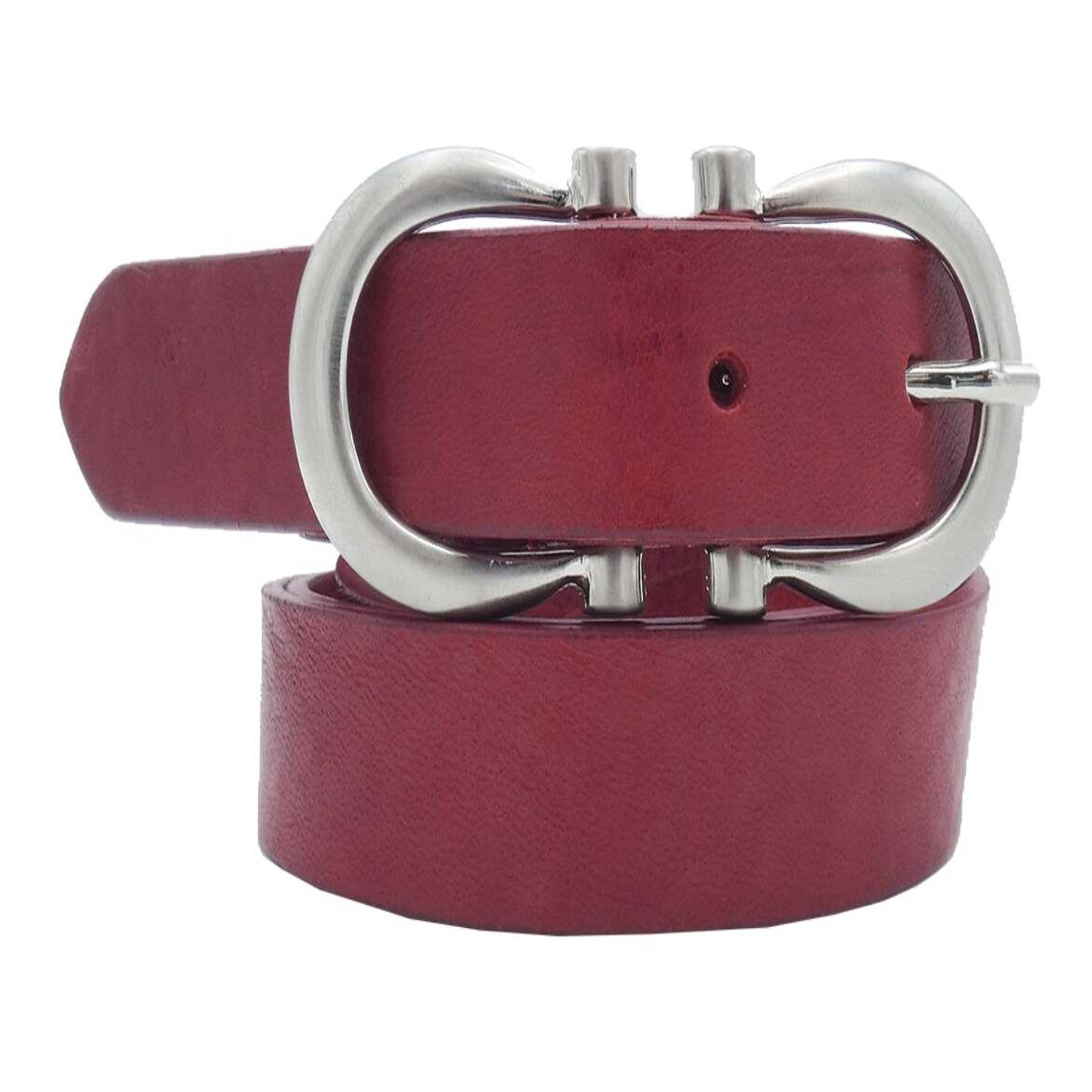 2,5 cm breiter Degas-Ledergürtel mit satinierter Nickel-Zamak-Schnalle