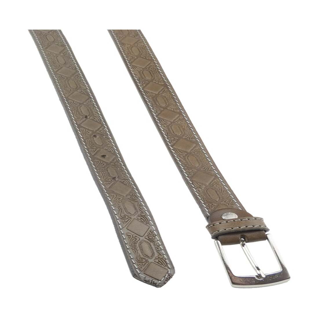 De Chirico Damengürtel aus handbedrucktem Leder mit Satin-Nickel-Zamak-Schnalle