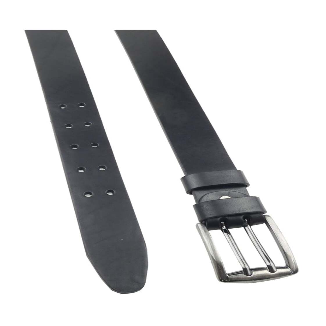 4cm Genoa leather belt with handcrafted zamak buckle Made in Italy