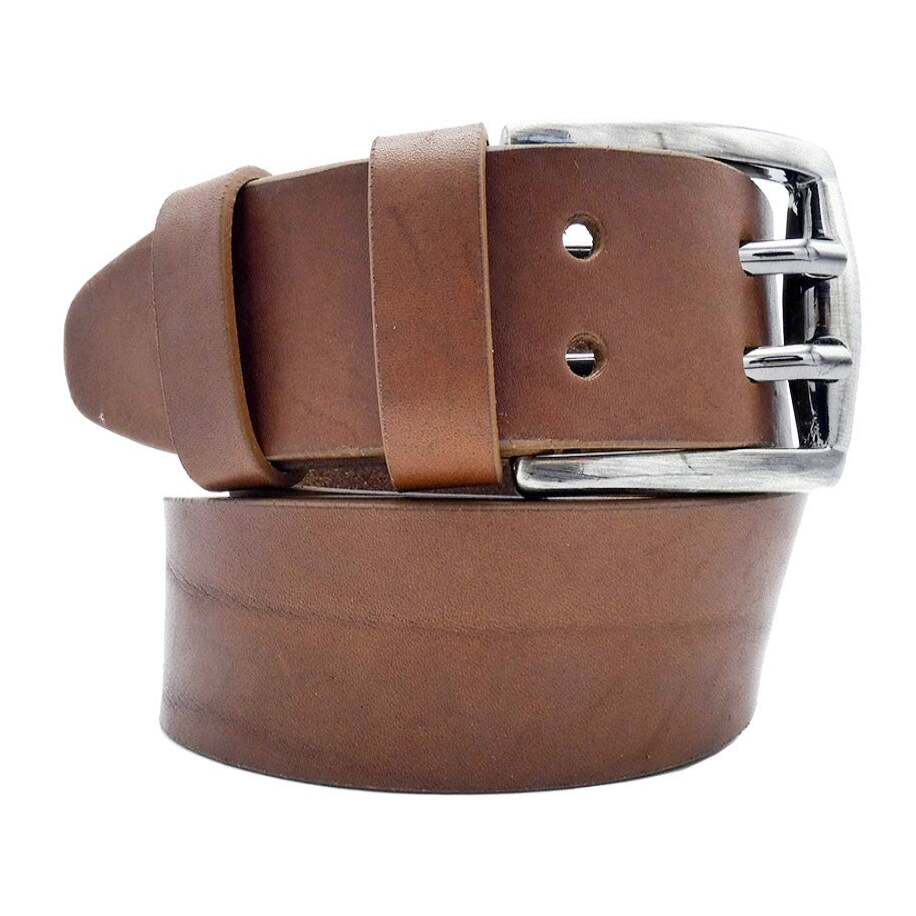 4cm Genoa leather belt with handcrafted zamak buckle Made in Italy