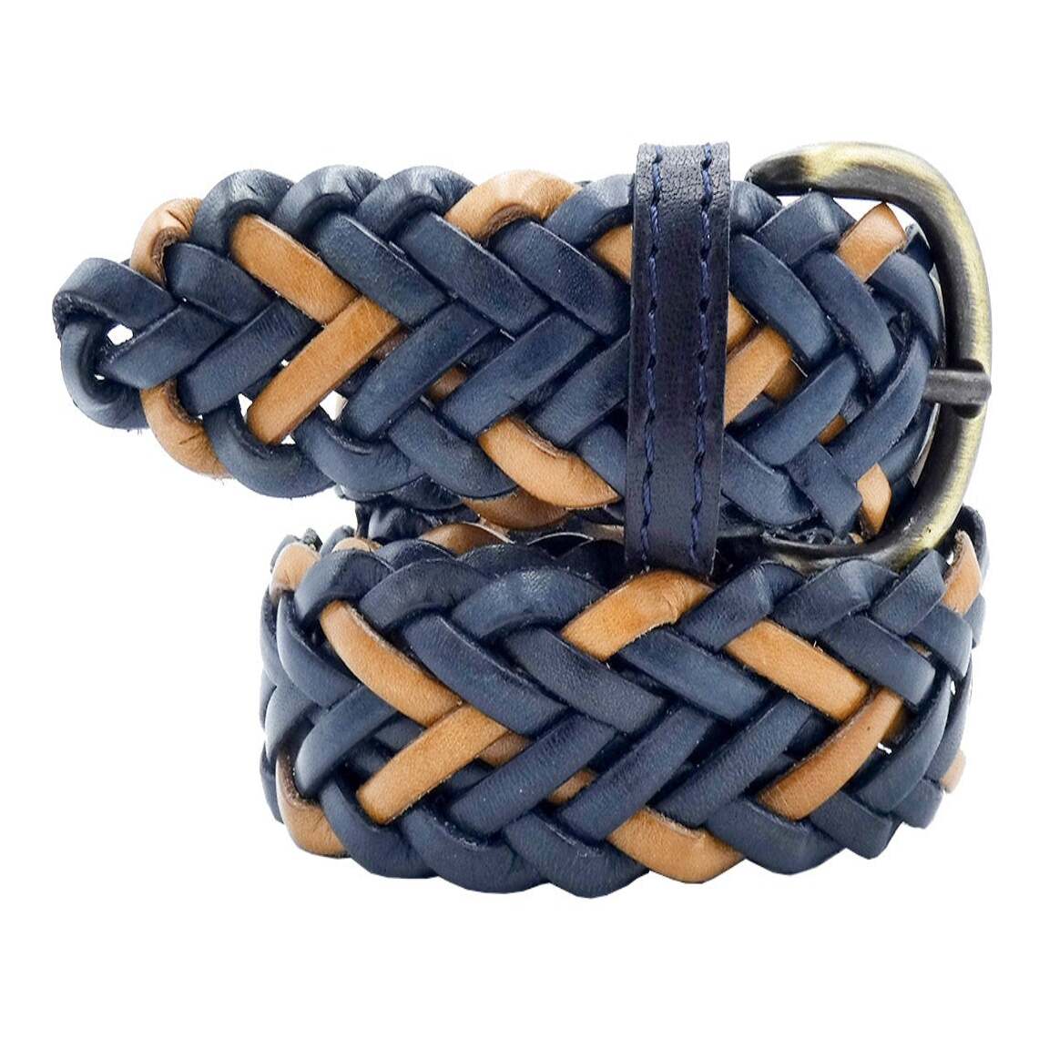 Hand-woven leather belt with handcrafted zamak buckle - Giglio