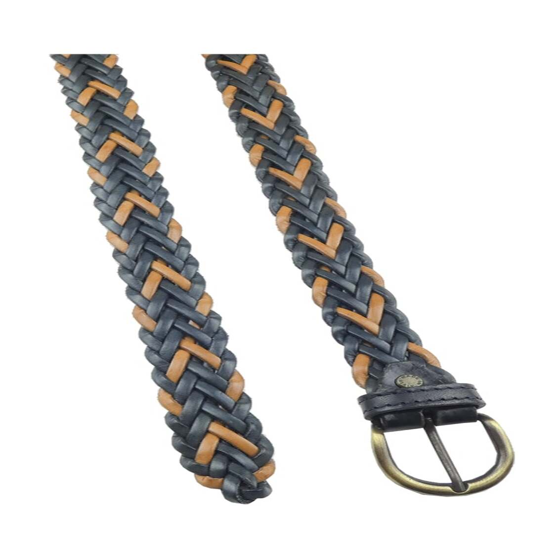 Hand-woven leather belt with handcrafted zamak buckle - Giglio