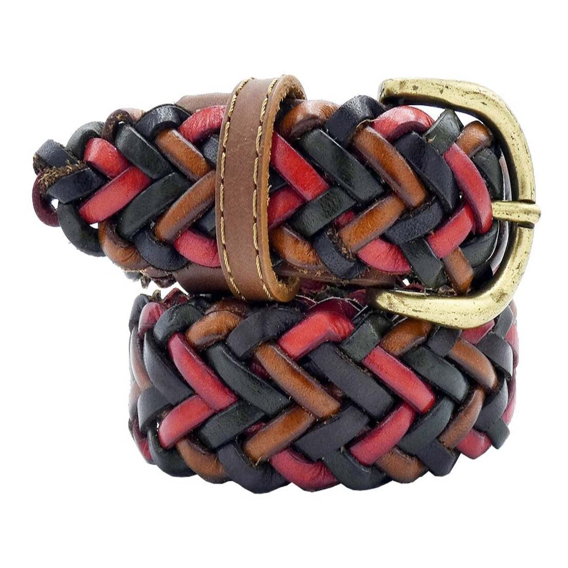 Hand-woven leather belt with handcrafted zamak buckle - Giglio