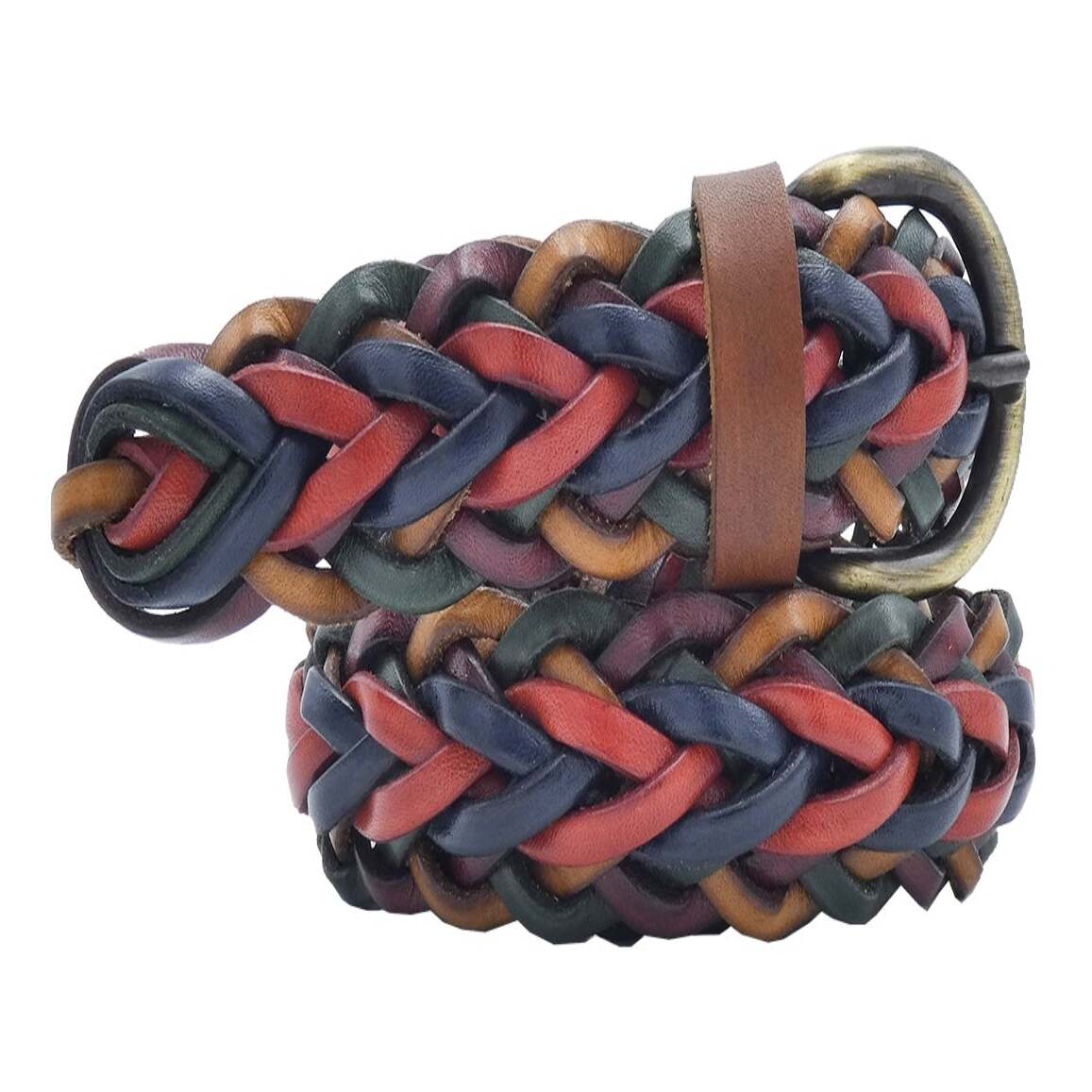 Hand-woven leather belt with handcrafted buckle - Iris