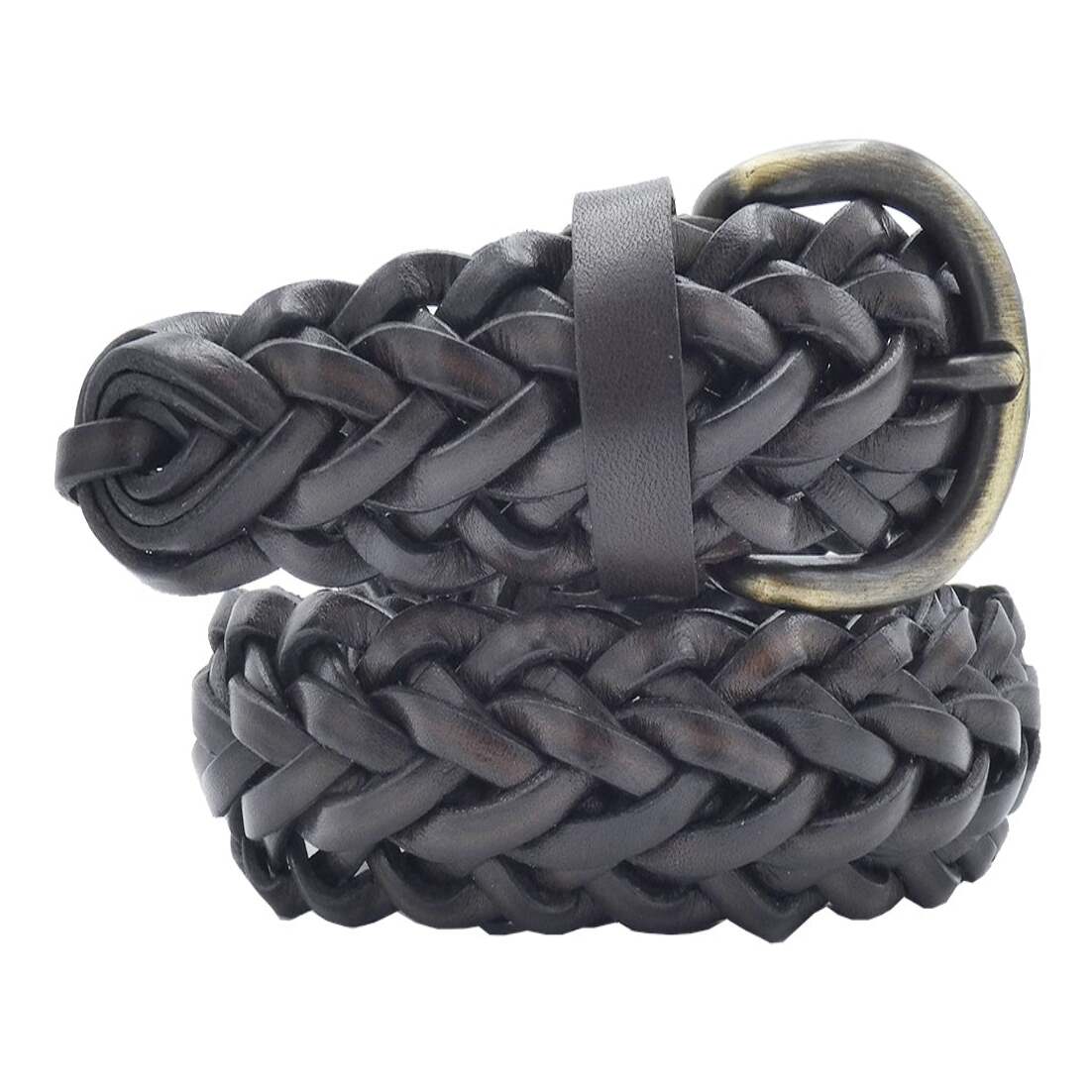 Hand-woven leather belt with handcrafted buckle - Iris