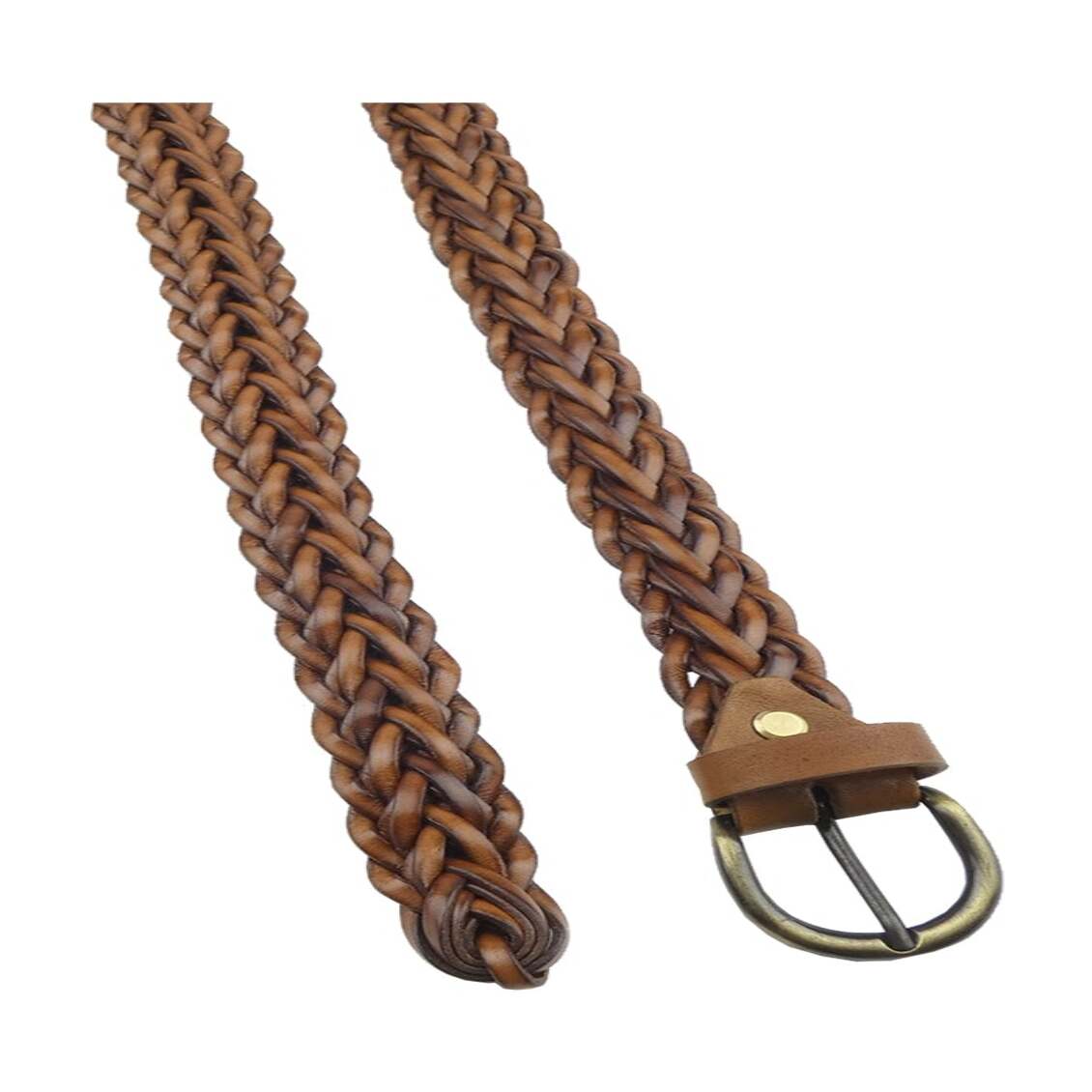Hand-woven leather belt with handcrafted buckle - Iris