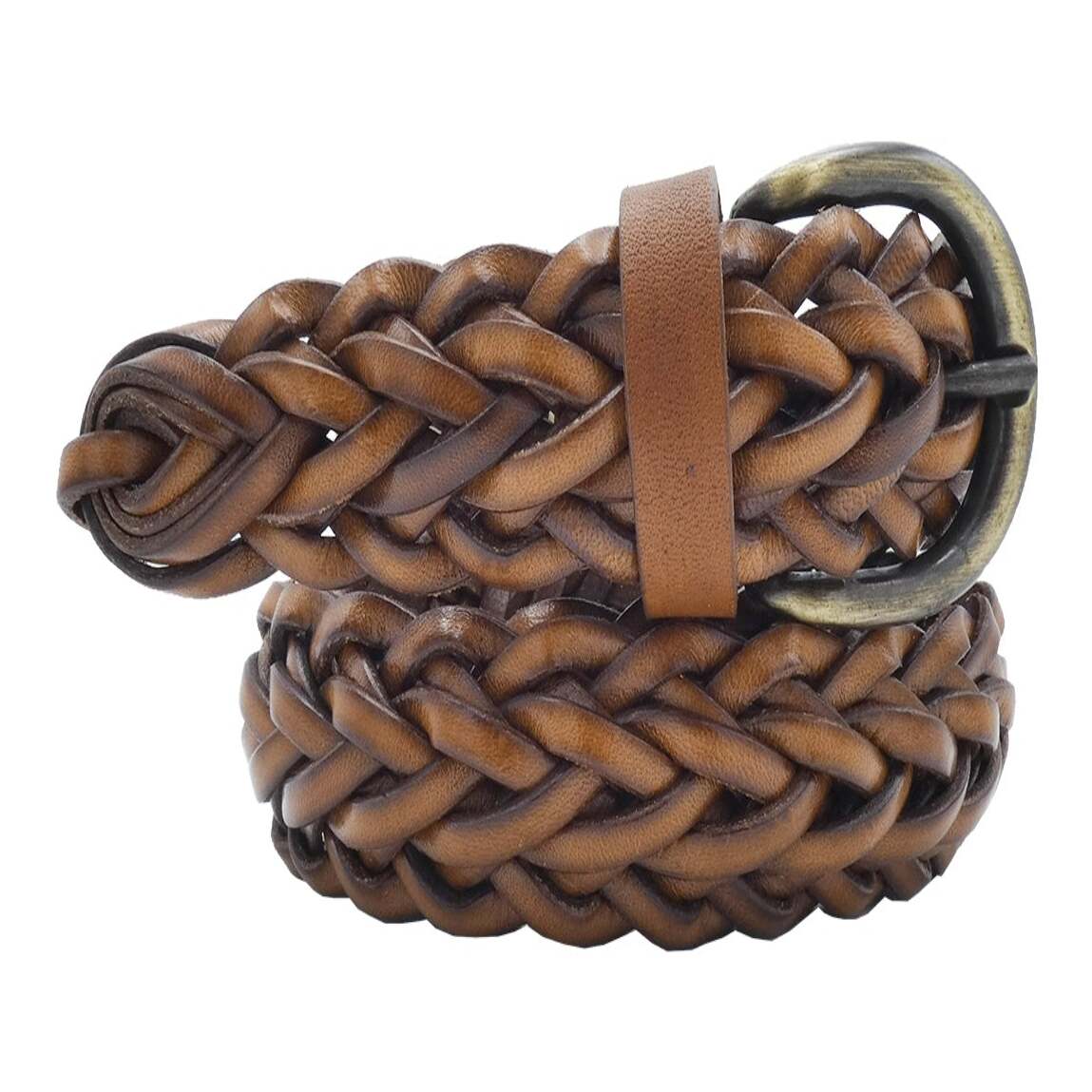 Hand-woven leather belt with handcrafted buckle - Iris
