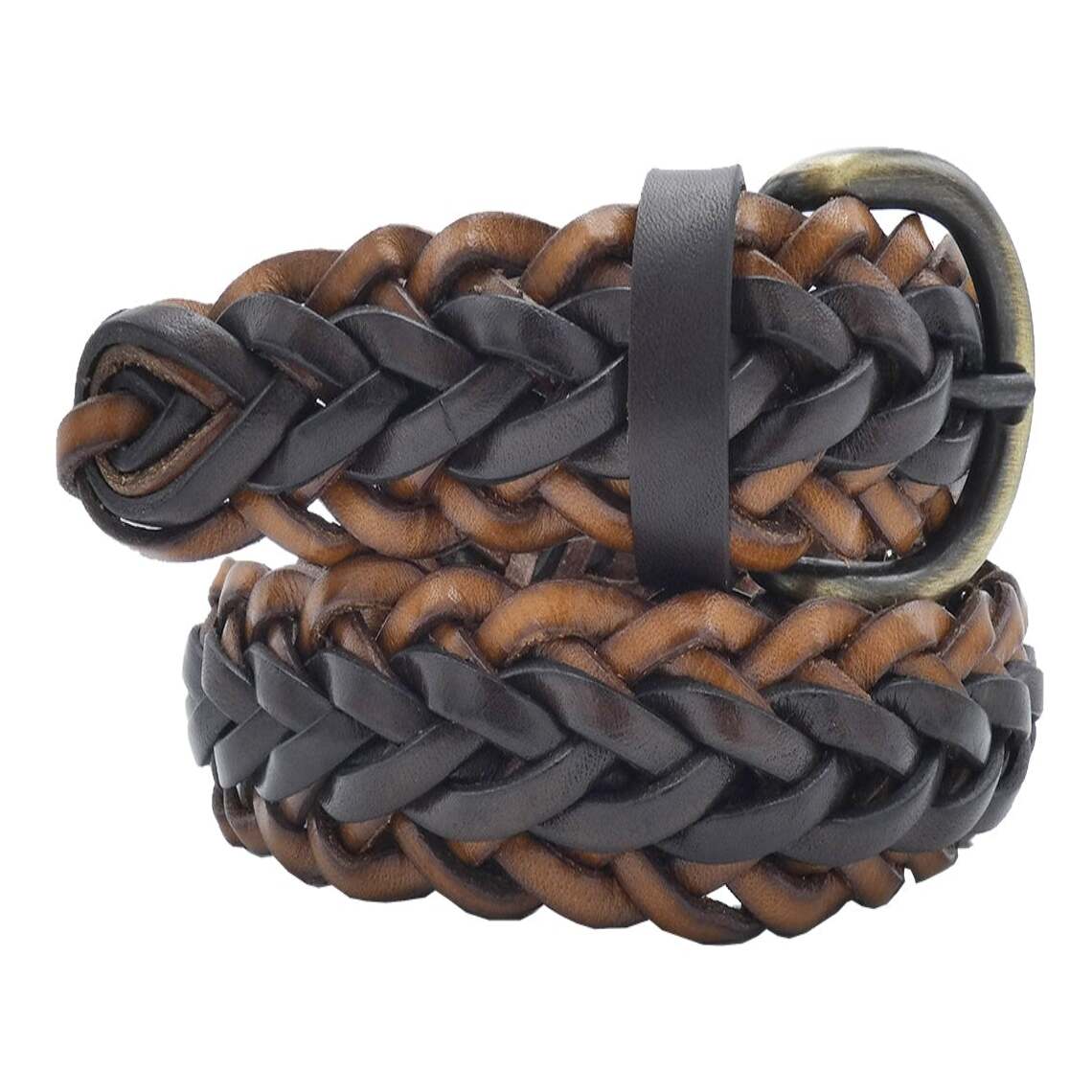 Hand-woven leather belt with handcrafted buckle - Iris