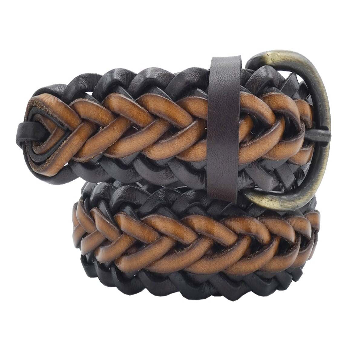 Hand-woven leather belt with handcrafted buckle - Iris