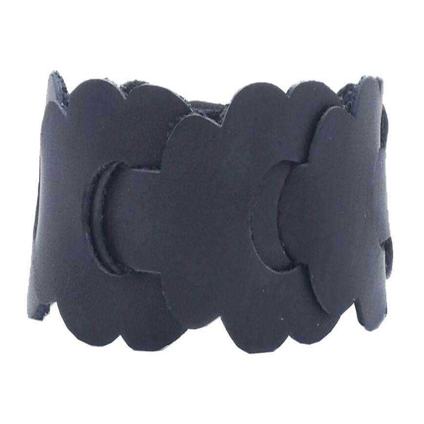Iseo bracelet in woven leather with floral motif 3cm