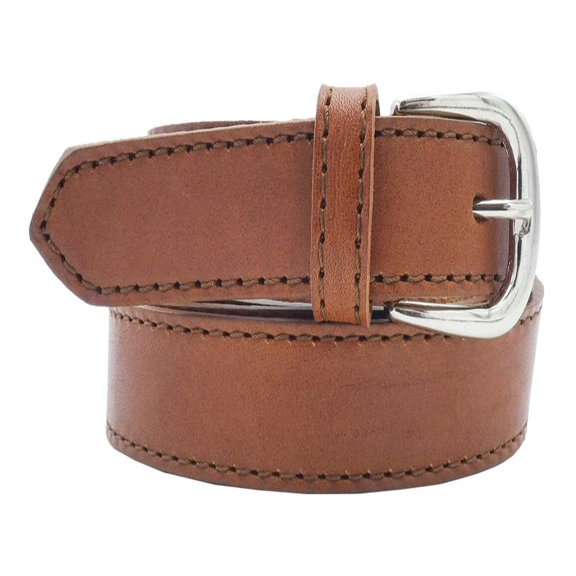 2,5 cm breiter Leonardo-Ledergürtel mit satinierter Nickel-Zamak-Schnalle