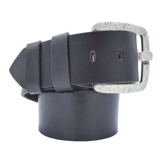 Ceinture en cuir Milano de 4 cm avec boucle en zamak argente antique fabriquee a la main