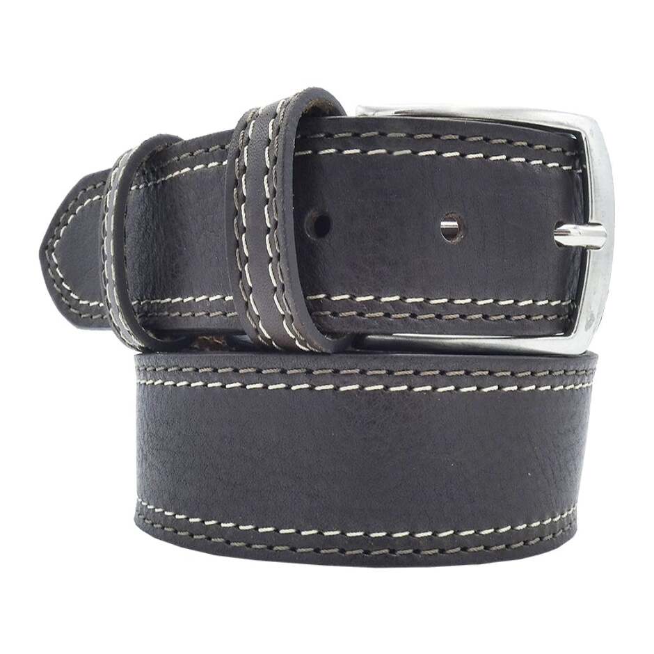 3.5cm Positano leather belt with double stitching and handcrafted buckle Made in Italy
