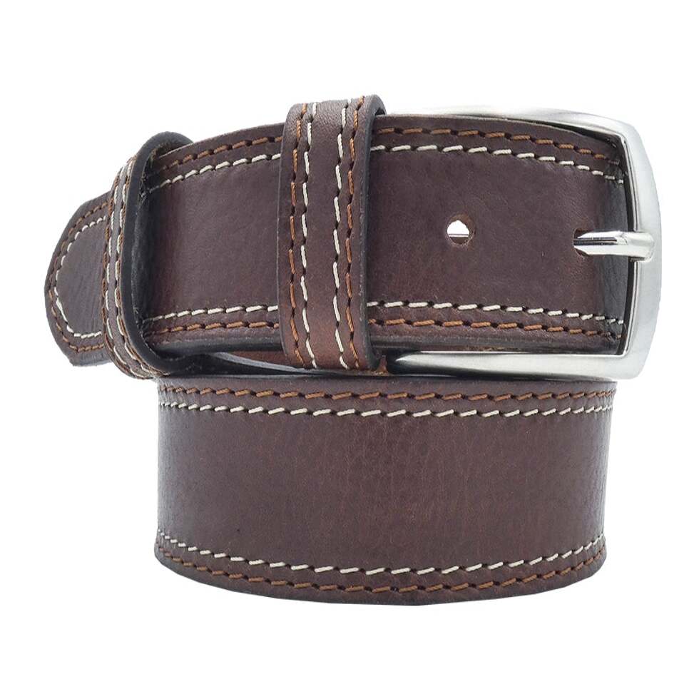 3.5cm Positano leather belt with double stitching and handcrafted buckle Made in Italy