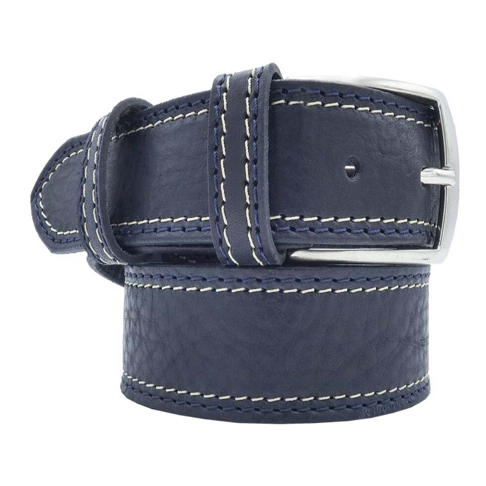 3.5cm Positano leather belt with double stitching and handcrafted buckle Made in Italy