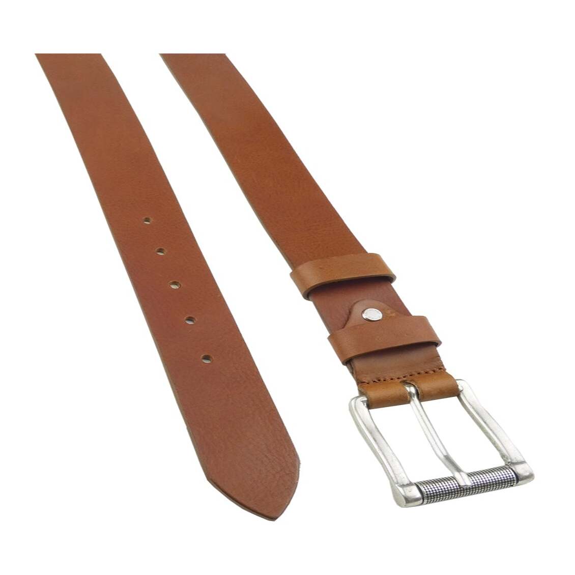 4cm Roma leather belt with handcrafted zamak antique silver knurled roller buckle