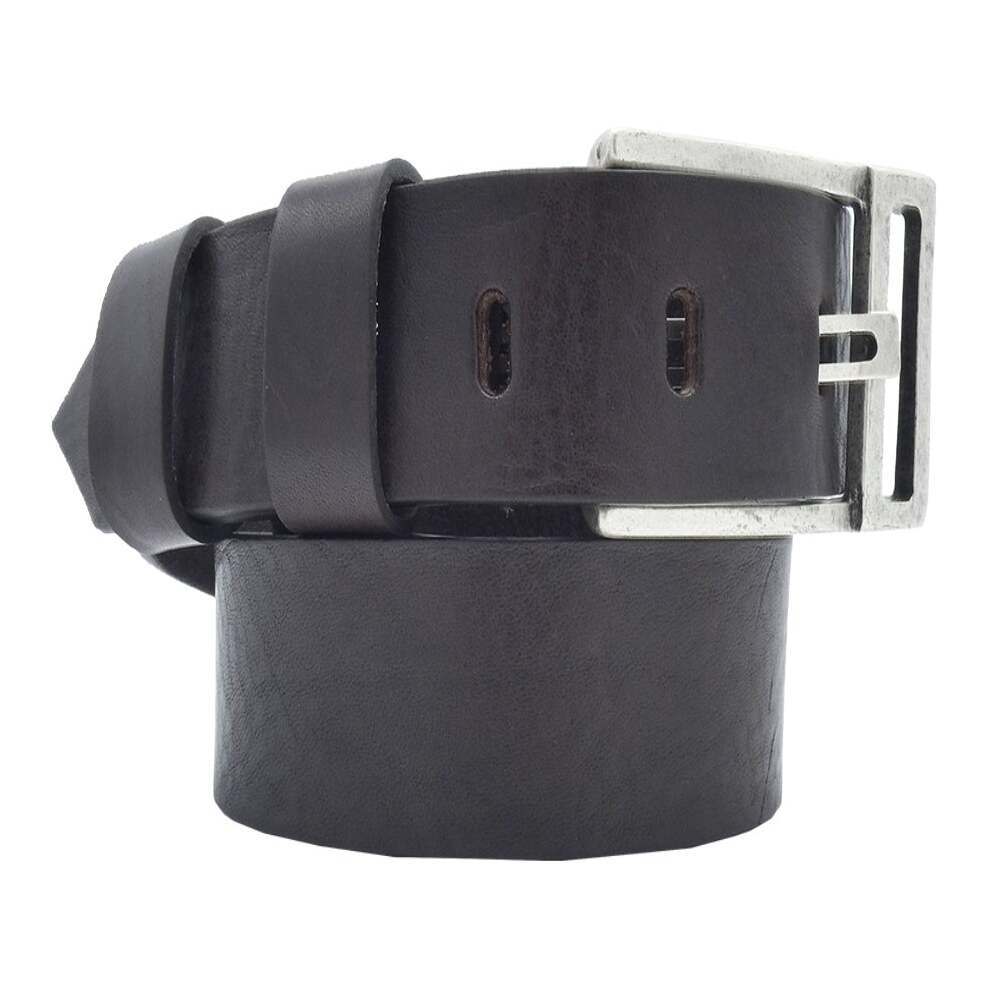 3.5cm Rinascimento leather belt with handcrafted antique silver zamak buckle