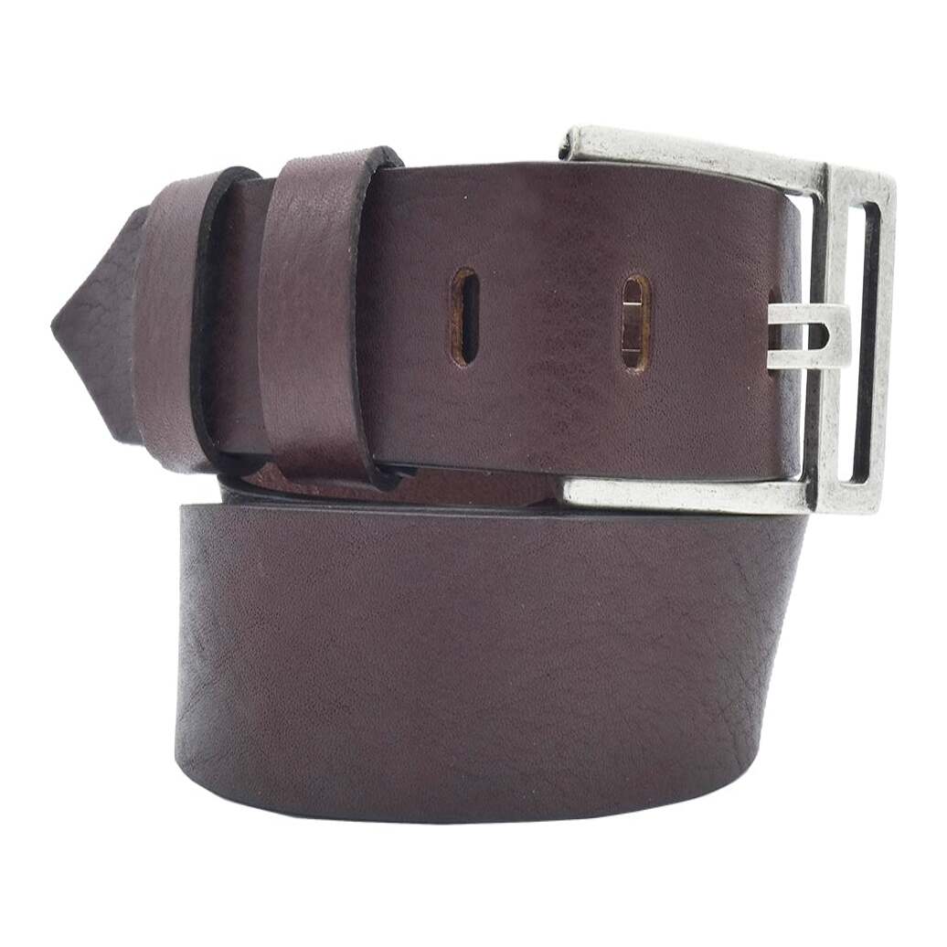 3.5cm Rinascimento leather belt with handcrafted antique silver zamak buckle