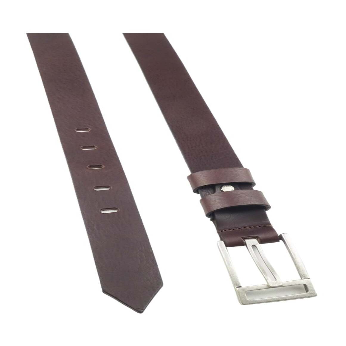 3.5cm Rinascimento leather belt with handcrafted antique silver zamak buckle