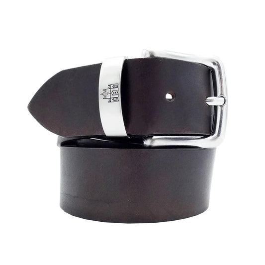 Santa Croce-Gürtel aus Made in Italy-Leder mit satinierter Zamak-Schnalle