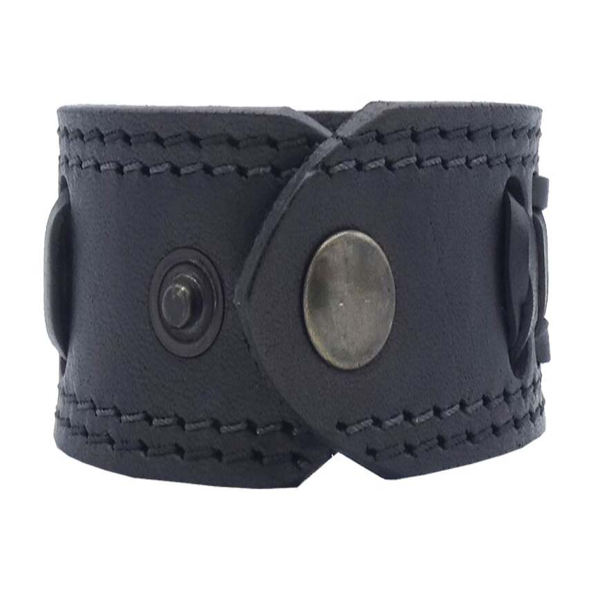 Hand-braided double leather bracelet with antique bronze clasp - Earth