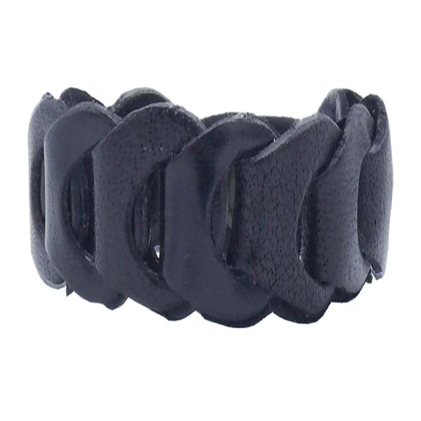 Tevere bracelet in hand-woven leather with bronze clip closure