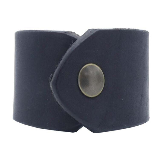 Bracelet en cuir de 4 cm, fermeture clip reglable en bronze antique, 100% cuir tanne vegetal, fabrique en Italie, variante noire