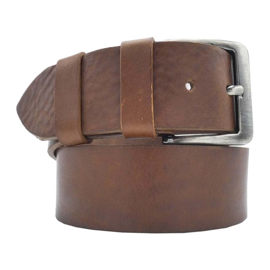 4cm Venezia leather belt with handmade satin gunmetal zamak buckle