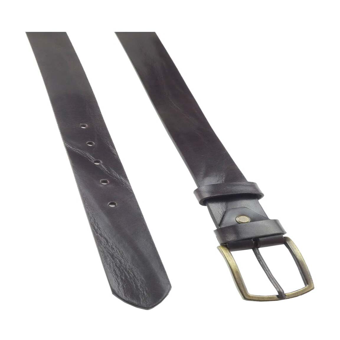 Crumpled Viareggio leather belt with handcrafted zamak buckle