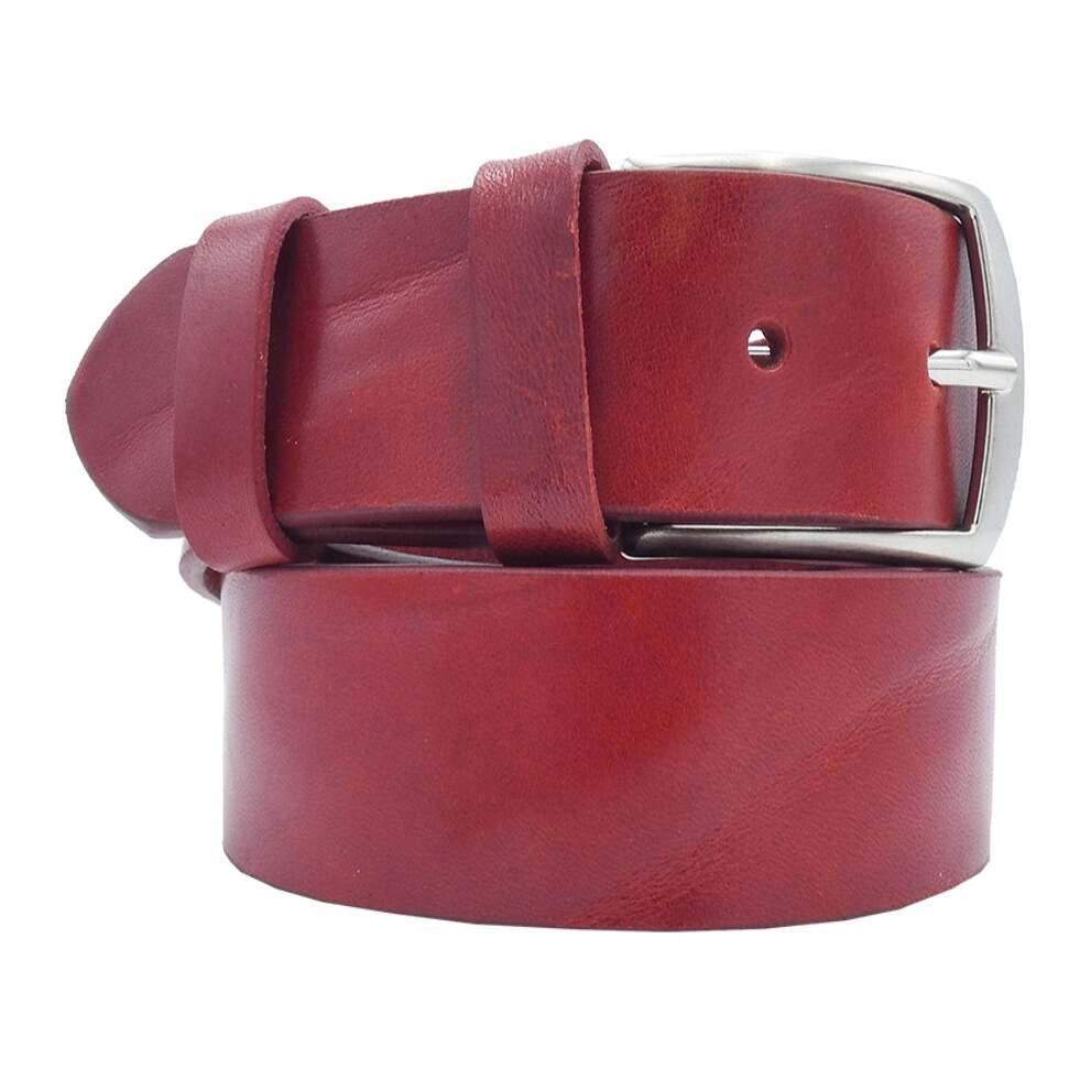 Crumpled Viareggio leather belt with handcrafted zamak buckle