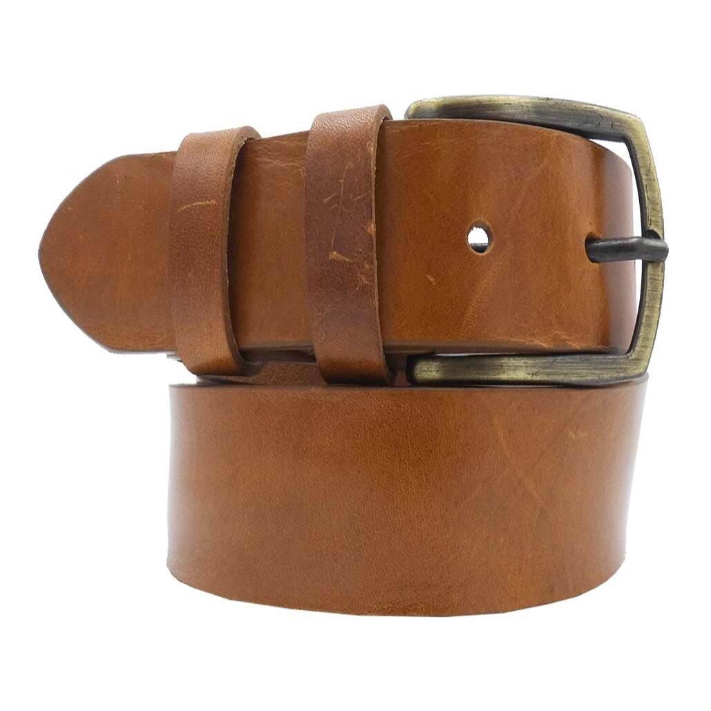 Crumpled Viareggio leather belt with handcrafted zamak buckle