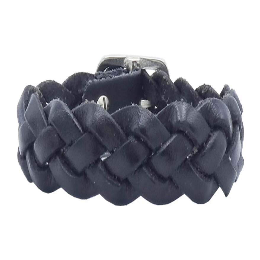 Mediterranean women's bracelet in 1.5cm braided leather with adjustable closure