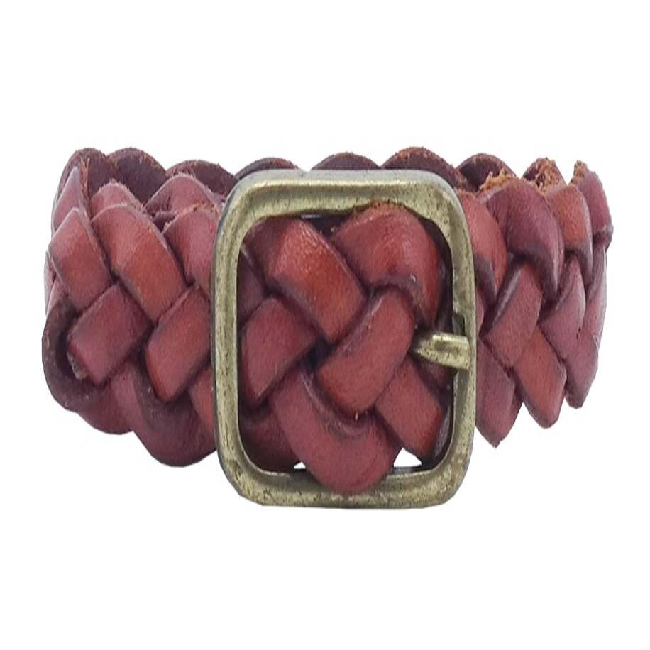 Mediterranean women's bracelet in 1.5cm braided leather with adjustable closure
