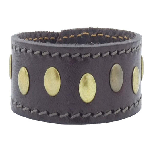 Alpi leather bracelet cm2 with antique brass and polished nickel studs