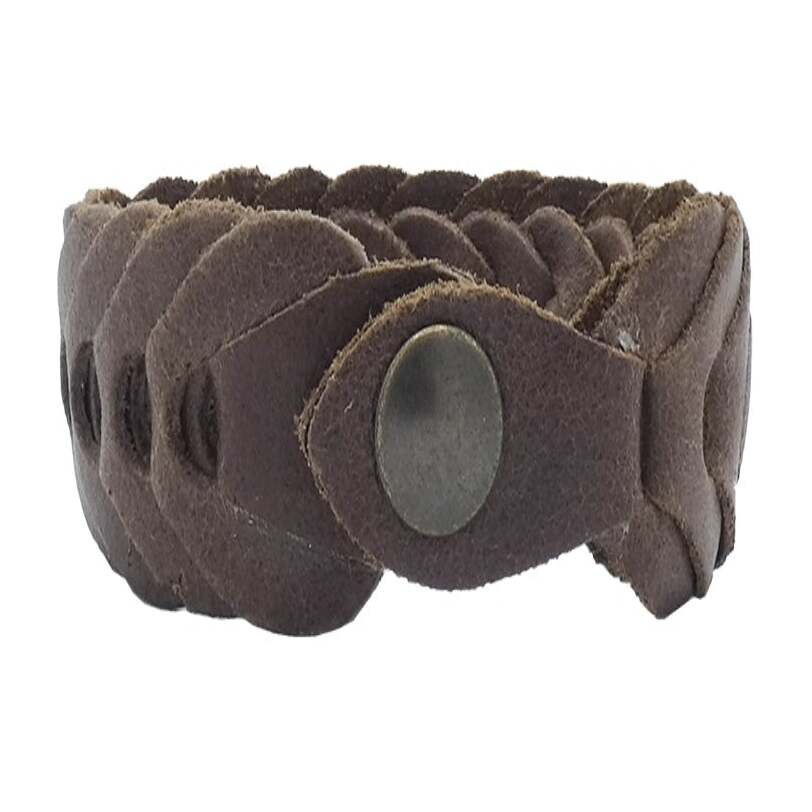Arno bracelet in hand-woven artisan leather 2.5cm