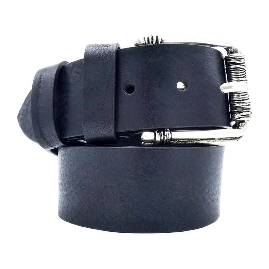 Cinturón barroco de piel de 4cm con hebilla artesanal de zamak plateada