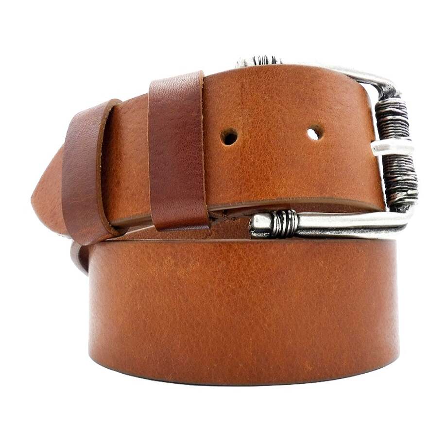 4cm Baroque leather belt with handcrafted silver zamak buckle