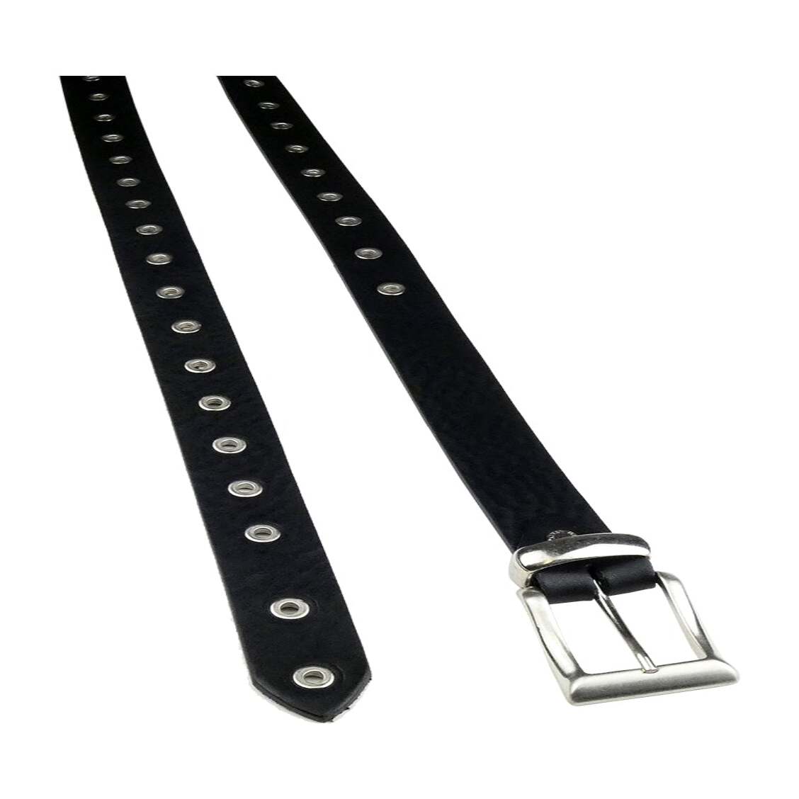 Cloe 3 cm black leather belt with buckle eyelets and zamak loop Made in Italy