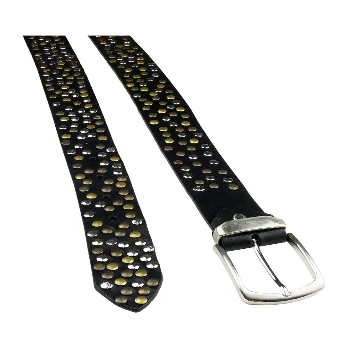 Ceinture en cuir noir Syrie avec rivets Made in Italy