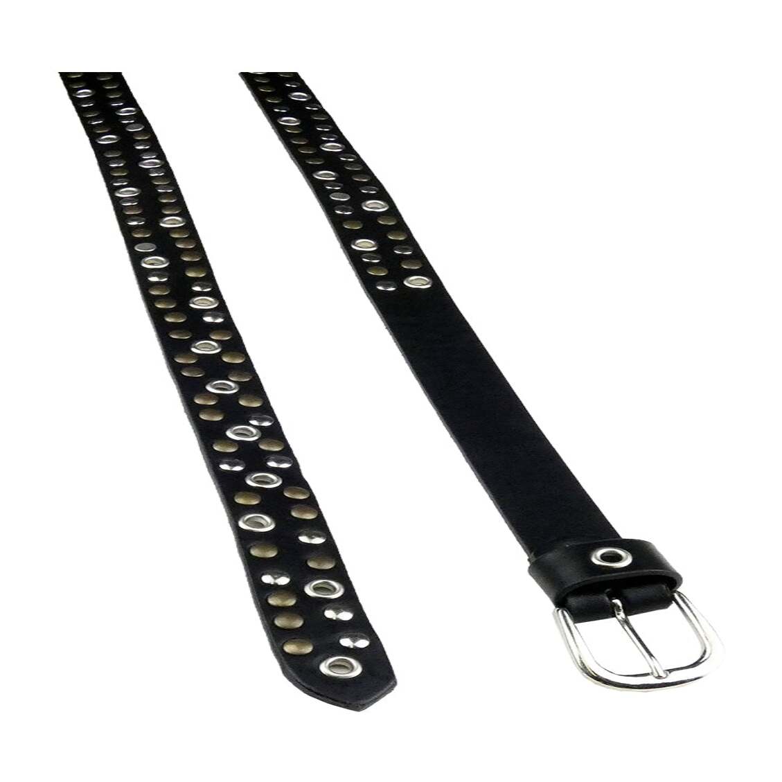 Ceinture Carol en cuir noir rivete avec boucle fabriquee en Italie