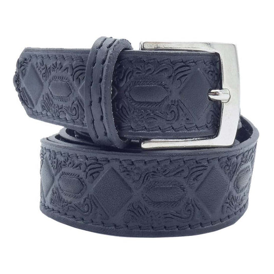 Ceinture pour femme De Chirico en cuir imprime a la main avec boucle en Zamak nickel satine