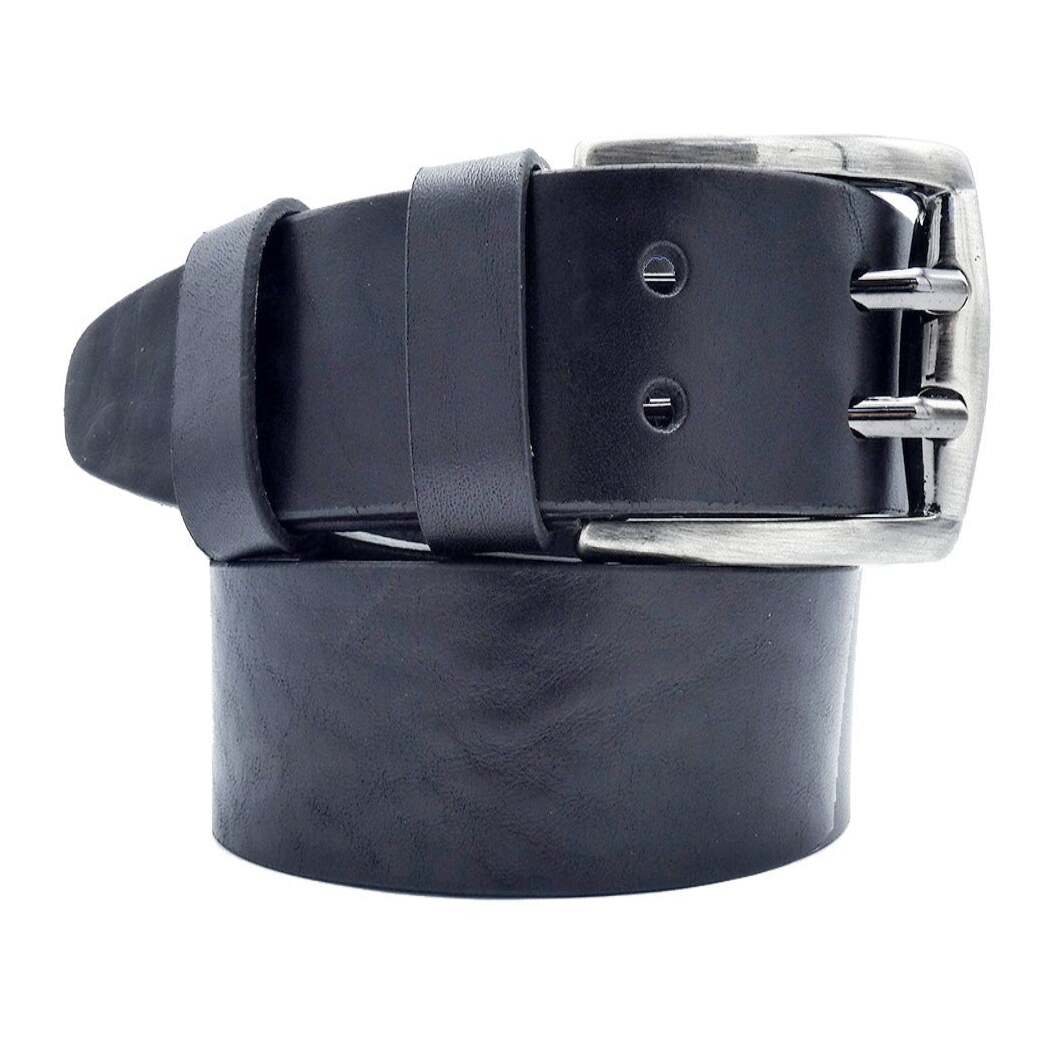 Cinturón de piel de Génova de 4 cm con hebilla artesanal de zamak Made in Italy