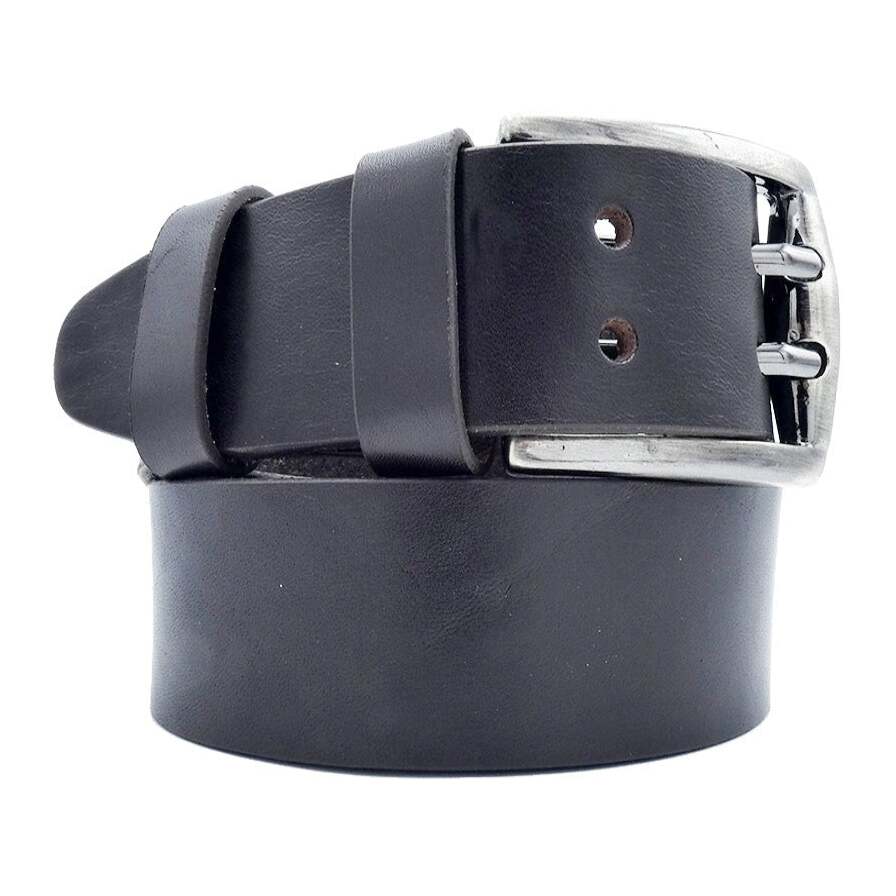 Cinturón de piel de Génova de 4 cm con hebilla artesanal de zamak Made in Italy